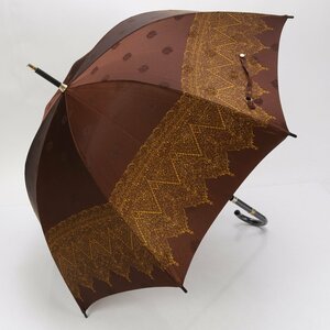 1円■美品■クリスチャン ディオール■雨傘 長傘 雨具 アンブレラ 60cm カバー 付き 傘 ブラウン 茶色 レディース MLM BB6-1