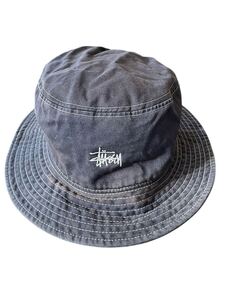 ●●vintage STUSSY ステューシー ショーンフォントロゴ バケットハット L -XL 58.5cm 紺ネイビー●●