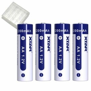 ●XTAR ニッケル水素充電池 AAタイプ （単三形）2200mAh 1.2V 4本セット 専用ケース付 リチャージアブル ニッケル水素 Ni-MH バッテリー●