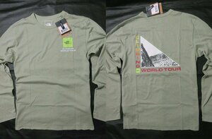 本物正規◆ノースフェイス◆長袖Tシャツ バックプリント■S■HIM BOTTLE■TEA GREEN■新品/アメリカ限定/3X3