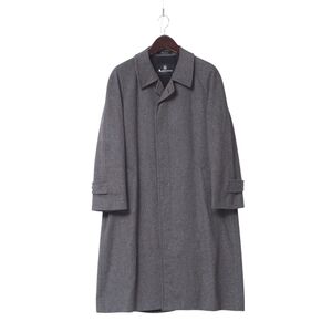 GQ9173▽アクアスキュータム/Aquascutum*メンズ38*総カシミヤ*ステンカラーコート/比翼 バルマカーンコート*ロングコート*グレー系