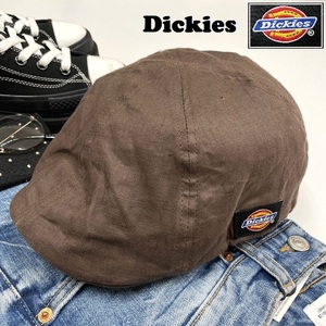 Dickies ブラウン ハンチング キャップ アウトドア キャンプ ゴルフ 帽子 バイク トラック ブラックロゴワッペン ディッキーズ