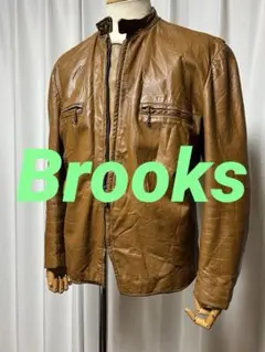 Brooksブルックス前期シングルライダースレザージャケットキャメル60s70s