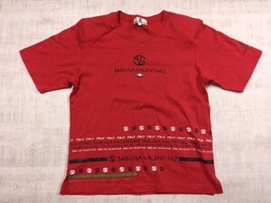 サブリナバレンチノ SABLINA VALENTINO レトロ オールド 古着 肩パット有 スリット 半袖Tシャツ カットソー レディース M 赤