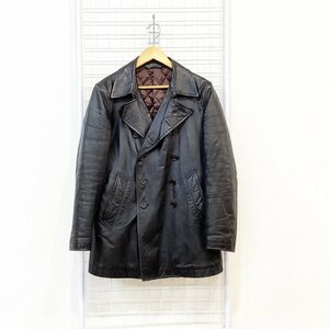 PS Paul Smith ポールスミス 牛革 カウレザー ダブル ブレスト コート ジャケット 黒 ブラック メンズ Hs4-69