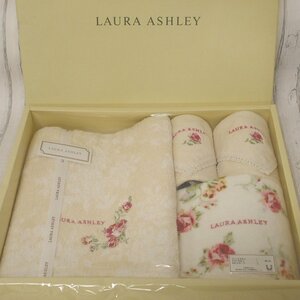 f002 A3 未使用 ローラアシュレイ LAURA ASHLEY クチュールローズ フェイスタオル/ゲストタオル/タオルチーフ 綿100％ 保管品