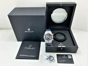 激レア 極美品 HUBLOT ウブロ ビッグ・バン ウニコ チタニウム ブルー [ 411.NX.5179.RX ] 動作確認済み 箱 保証書 裏スケ ラバーベルト★