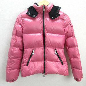 Q■モンクレール/MONCLER BADIA バディア フーディーダウンジャケット■ピンク【 1 】LADIES/2【中古】