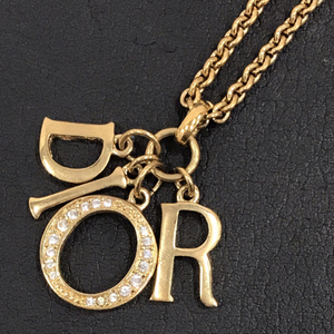 1円 クリスチャンディオール DIORロゴ ネックレス ゴールドカラー アクセサリー ファッション小物 Christian Dior