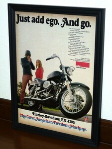 1973年 USA 洋書雑誌広告 額装品 AMF Harley Davidson FX1200 ハーレーダビッドソン (A4size) / 検索用 店舗 ガレージ 看板 ディスプレイ