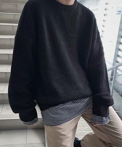 「NOWLE」 長袖ニット MEDIUM ブラック メンズ