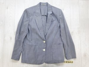 Aquascutum アクアスキュータム メンズ 肩パッド 細ストライプ ジャケット 青白