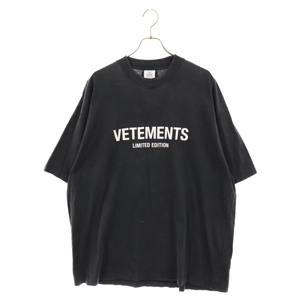 VETEMENTS ヴェトモン ブランドロゴ オーバーシルエット Tシャツ 半袖Tシャツ ブラック UE63TR720X