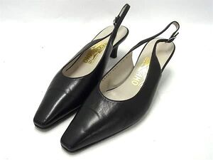 Salvatore Ferragamo フェラガモ レザー ヒール パンプス 表記サイズ 7 1/2 (約25cm) 靴 シューズ レディース ブラック系 DF7812