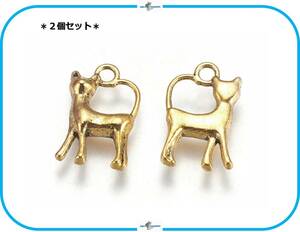 IM17 ネコ 猫 ねこ チャーム アンティークゴールド アクセサリー 材料 2個セット ハンドメイド 手芸 服飾 パーツ 動物モチーフ デザイン