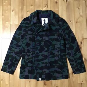 メルトン ウール ピーコート Sサイズ a bathing ape チェック BAPE camo coat エイプ ベイプ アベイシングエイプ コート 迷彩 w539