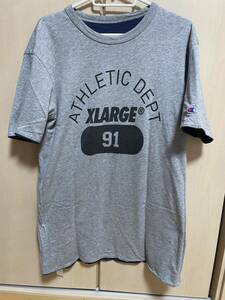 リバーシブル Champion XLARGE エクストララージ チャンピオン コラボ 半袖Ｔシャツ メンズXL LL 半T グレー 紺