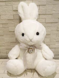 美品　happybirthday rabit 4月　ウサギ　うさぎ　　ふわふわ　ぬいぐるみ　白　ホワイト　約37cm