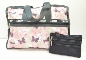 [fns★] LESPORTSAC レスポートサック ボストンバッグ ポーチ 2点セット ナイロン 柄物 花柄 総柄 バッグ bag 鞄 旅行