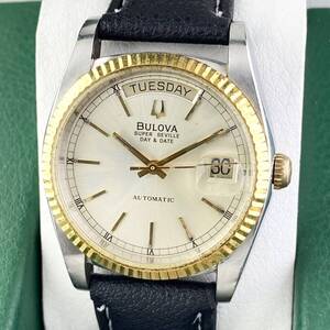 【1円〜】BULOVA ブローバ 腕時計 メンズ AT 自動巻 SUPER SEVILLE スーパーセビル シルバー文字盤 ゴールド デイデイト 可動品