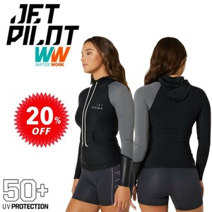 ジェットパイロット JETPILOT ラッシュガード セール 20%オフ コーズ L/S フーデッド ラッシー S22513 ブラック 10/M