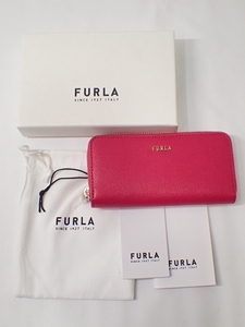 k5264 / 未使用 FURLA フルラ 4連 キーケース キーリング キーホルダー ピンク ラウンドファスナー タグ 栞 袋 箱付 現状品