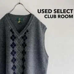 古着 “CLUBROOM” Pure Wool Argyle Knit Vest