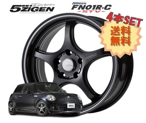 16インチ 4H100 6J+38 4穴 PRORACER FN01R-C STV ホイール 4本 マットブラック+マシニングライン 5次元 プロレーサー FN01R-C STV 5ZIGEN