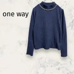 oneway ワンウェイ リブニット パール ガーリー ハイネック オフィス系