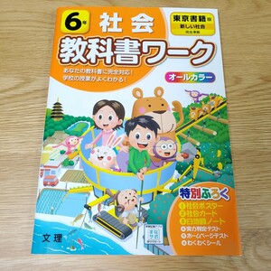 美品 小学6年生 教科書ワーク 社会 東京書籍版 新しい社会 オールカラー 問題集 ワーク 文理