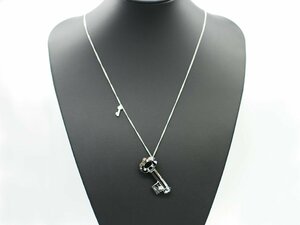 ■【YS-1】 スワロフスキー ネックレス ■ Medium Key ペンダント シルバーナイト ヨーコ オノ トップ4.8cmｘ2.2cm 【同梱可能商品】■C