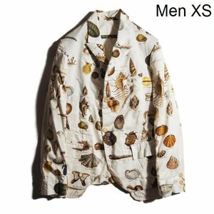 K4299P　▼Paul Harnden ポールハーデン▼　Mens Blazer Shell Print シェルプリント コットンジャケット ホワイト 白 XS 春夏 rb mks