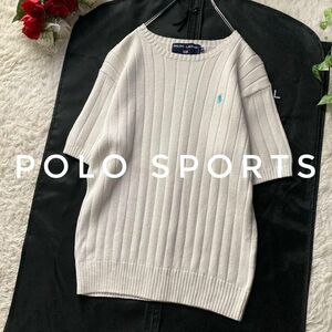 ポロスポーツ　ラルフローレン　コットンリブニット　サマーニット　半袖　ポニー刺繍　ホワイト　Mサイズ　RALPH LAUREN