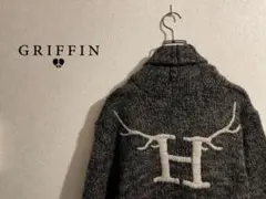 GRIFFIN HARTLAND バックロゴ ショールカラー カーディガン