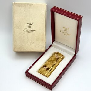 1円～/Cartier/カルティエ/ゴールドカラー/ガスライター/箱付/煙草/喫煙具/喫煙グッズ/着火確認済/コレクション/ジャンク/W068