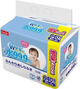 80枚×8個 (640枚) レック(LEC) 純水ベビーケア 99.9% ふんわり おしりふき 80枚×8個 (640枚) コラー