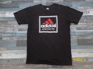 ADIDAS アディダス メンズ ビッグロゴプリント 綿 半袖Tシャツ S 黒