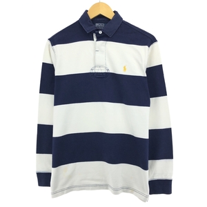 古着 ラルフローレン Ralph Lauren POLO by Ralph Lauren ボーダー柄 長袖 ラガーシャツ メンズS相当 /eaa487432