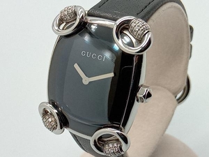 GUCCI 腕時計 117.5 ホースビットカクテル ブラック 2針 レザーベルト