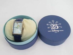 V 1-4 非売品 未使用 ディズニー 25周年記念 腕時計 女性用 ティンカーベル 本革ベルト リストウォッチ 電池切れ