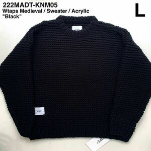 新品 2022AW WTAPS ダブルタップス ローゲージ ニット セーター 03 メンズ L 黒 ブラック Medieval / Sweater / Acrylic 222MADT-KNM05