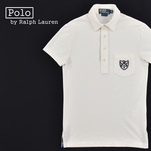 送料300円│Polo Ralph Lauren ラルフローレン ★ カスタムフィット エンブレム刺繍 半袖 ポロシャツ オフホワイト メンズ XS