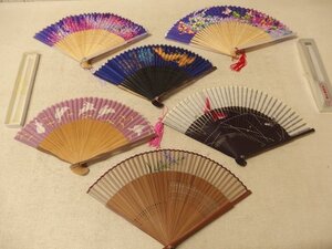 1240032a【メ便】扇子 まとめて 6点 高級香水扇（SILK FAN）2点含む/和装小物 花 蝶 うさぎ など/中古品/全長20＾22cm程/ゆうパケット発送