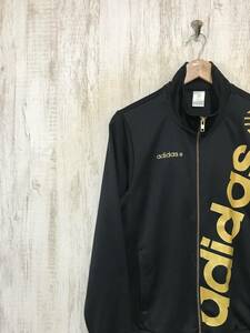 c151☆【ビッグロゴ トラックジャケット ジャージ】adidas アディダス 黒×金 S