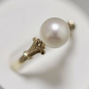 K14 ミキモト あこや真珠 7.1㎜ リング 御木本 MIKIMOTO 指輪 彫金