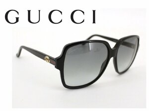 8万新品◆GUCCIグッチ◆イタリア製 GGロゴ赤緑ライン スクエアサングラス 黒×グレー 1円