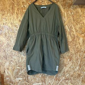 美品　ZARA ザラ　ワンピース ポケット　カーキ　膝丈ワンピース　ウエストゴム　2722