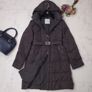 美品★モンクレール MONCLER★美麗シルエット★MONTANA★フード取外し可*ベルト付き★ロングダウンコート ブラウン 〜SIZE 0〜