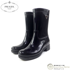 プラダ （PRADA） プラダスポーツ トライアングルロゴ レインブーツ シューズ 3U5619 靴 #36 ブラック（中古）