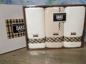 g_t F921 ☆DAKS ダックス フェイスタオル 3枚セット ギフト 箱入り 【未使用保管品】